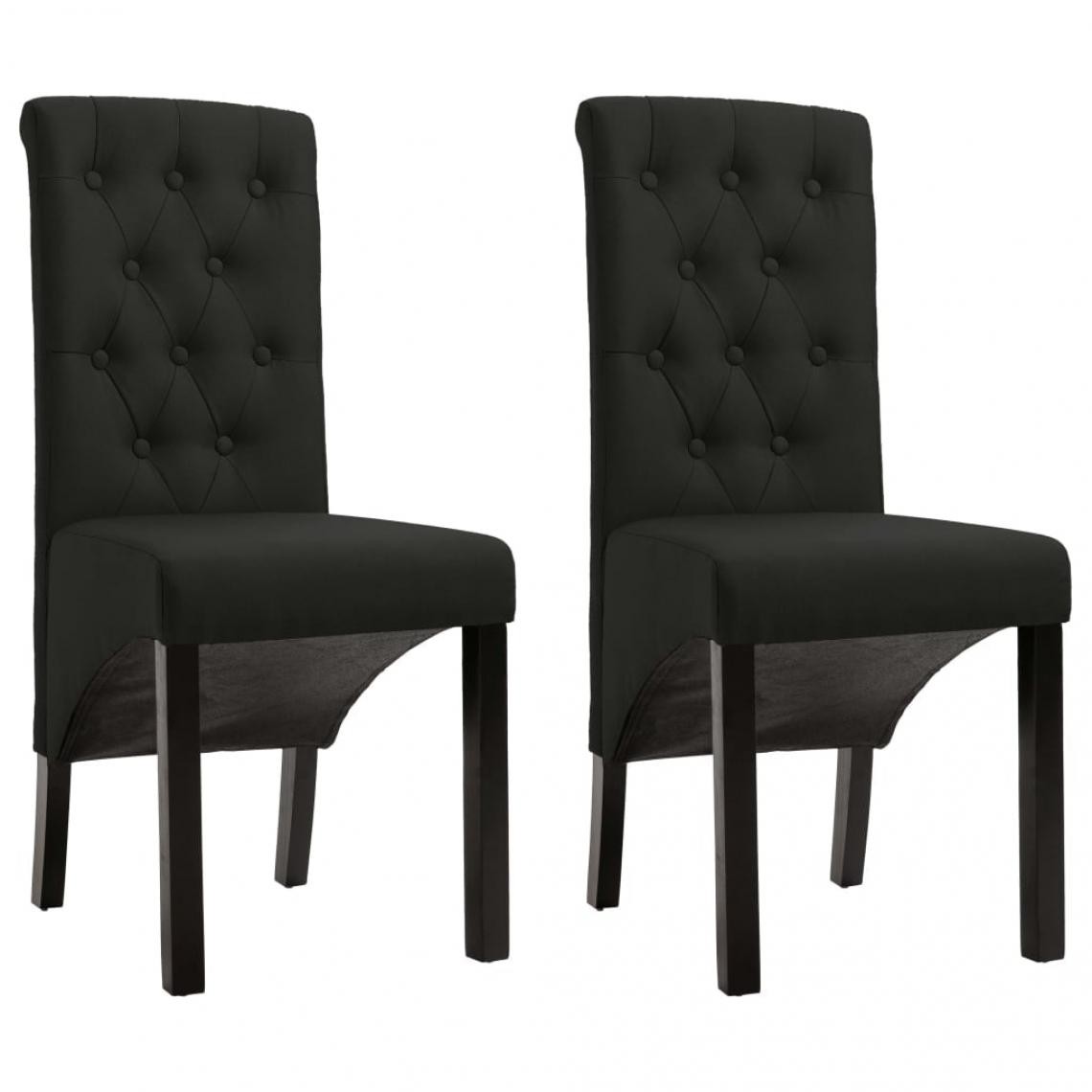 Decoshop26 - Lot de 2 chaises de salle à manger cuisine design intemporel tissu noir CDS020858 - Chaises