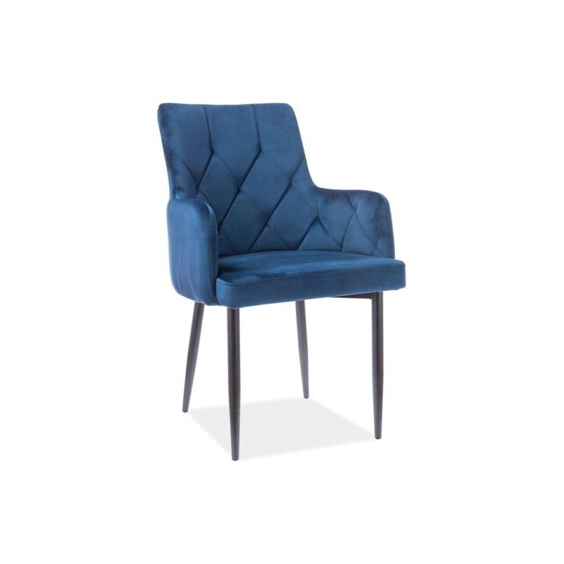 Hucoco - RICAROF - Chaise style glamour salon/salle à manger - 88x57x45 cm - Bleu - Chaises