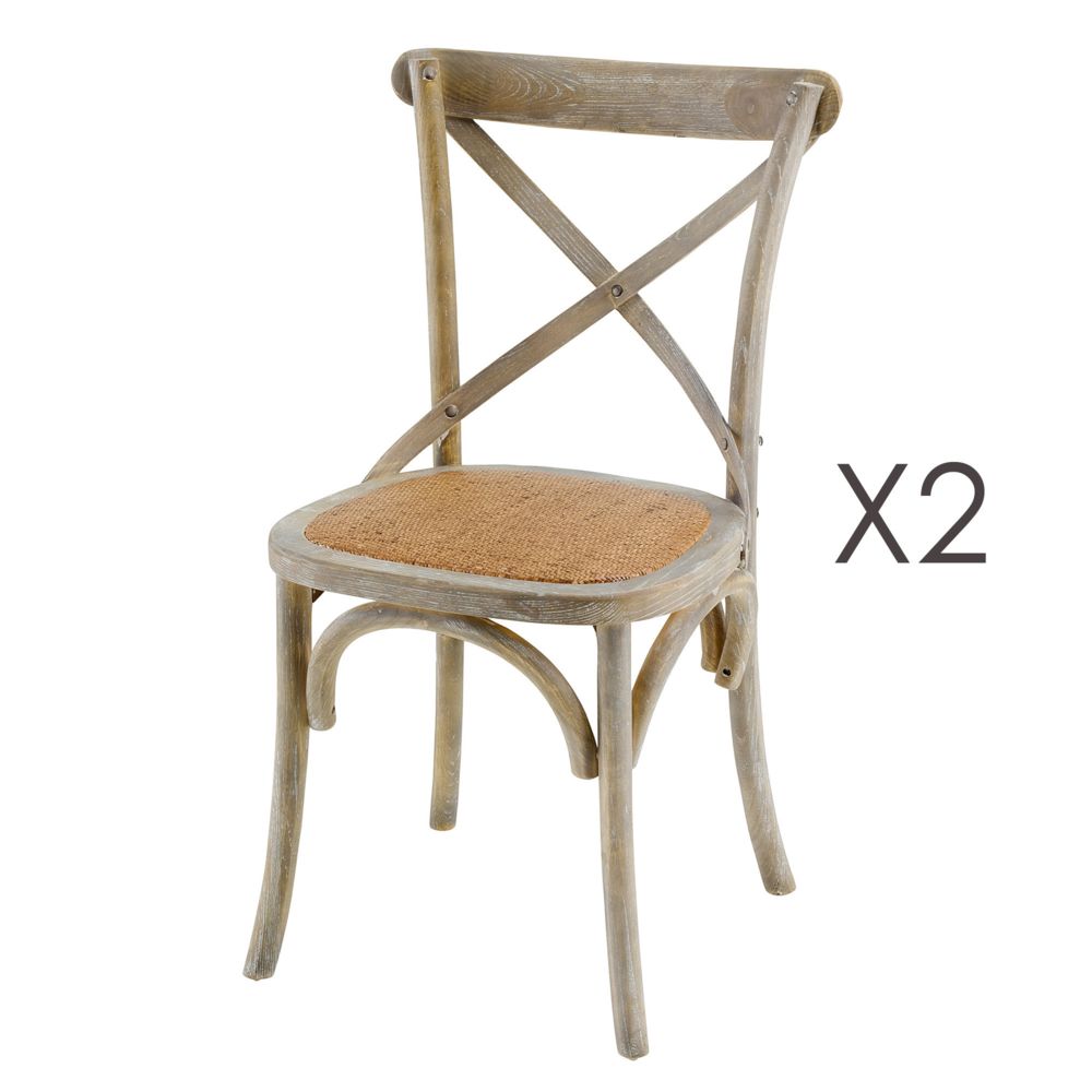 marque generique - Lot de 2 chaises coloris naturel patiné - BISTRONO - Chaises