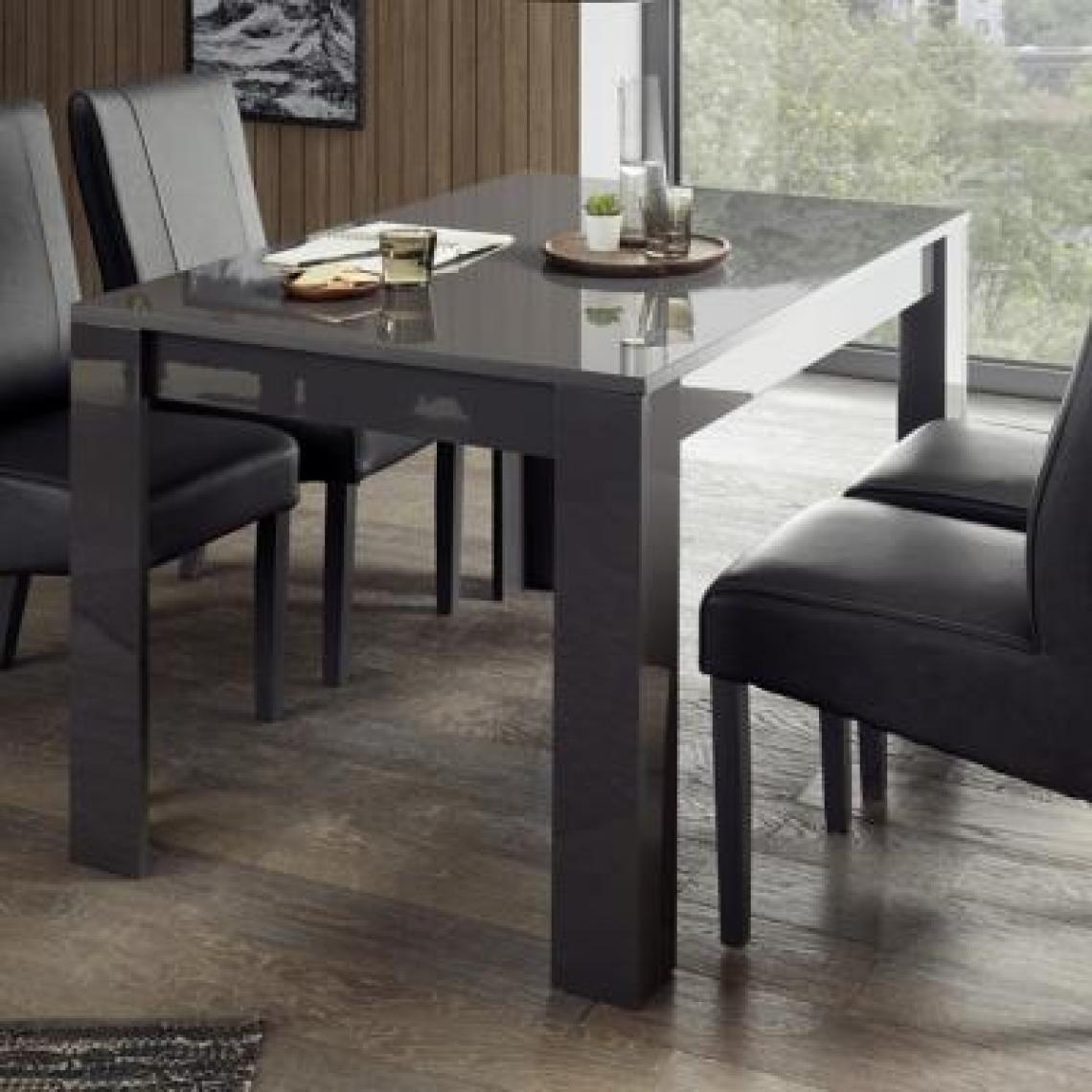 Nouvomeuble - Table 180 cm design laqué anthracite VICTOIRE - Tables à manger