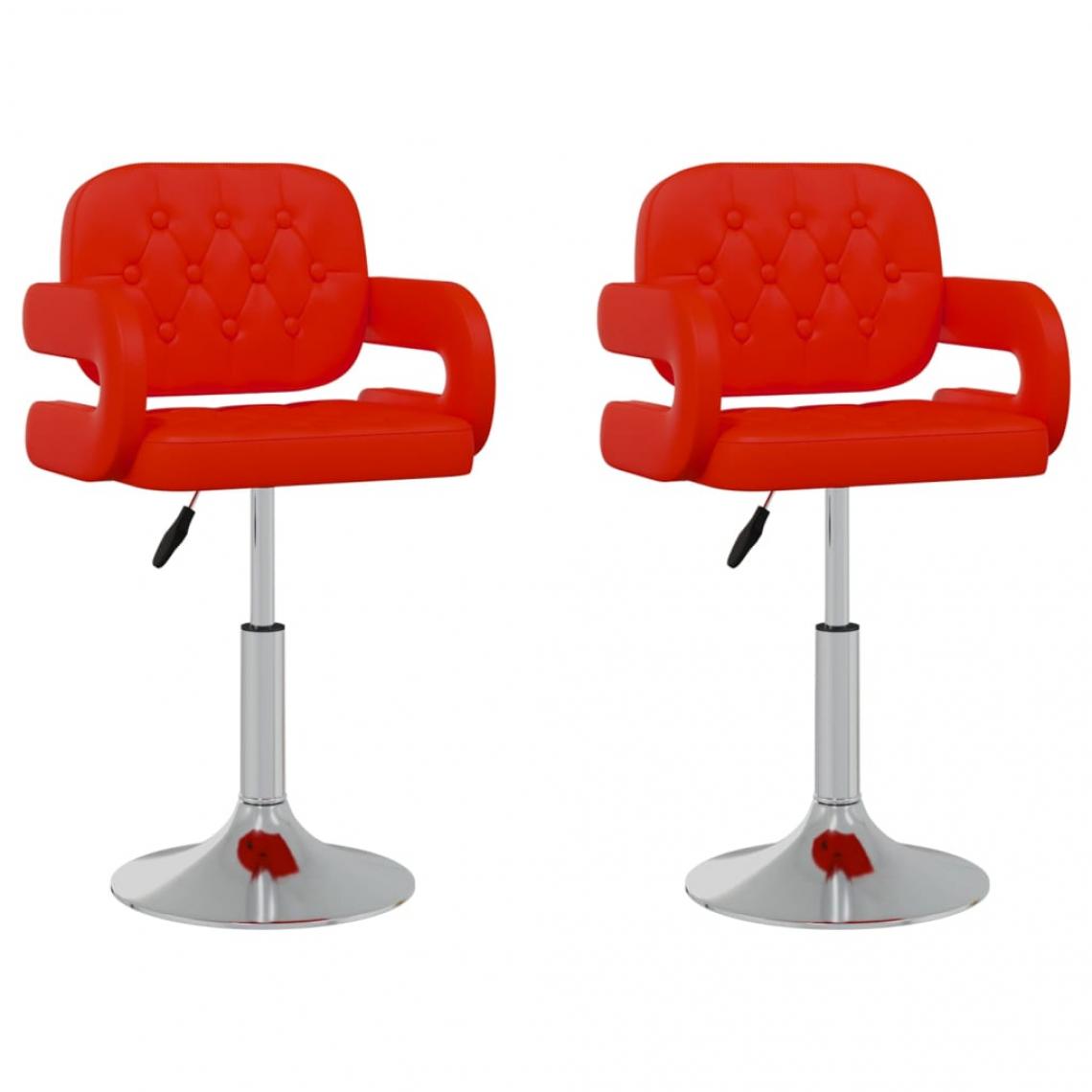 Vidaxl - vidaXL Chaises pivotantes de salle à manger 2 pcs Rouge Similicuir - Chaises