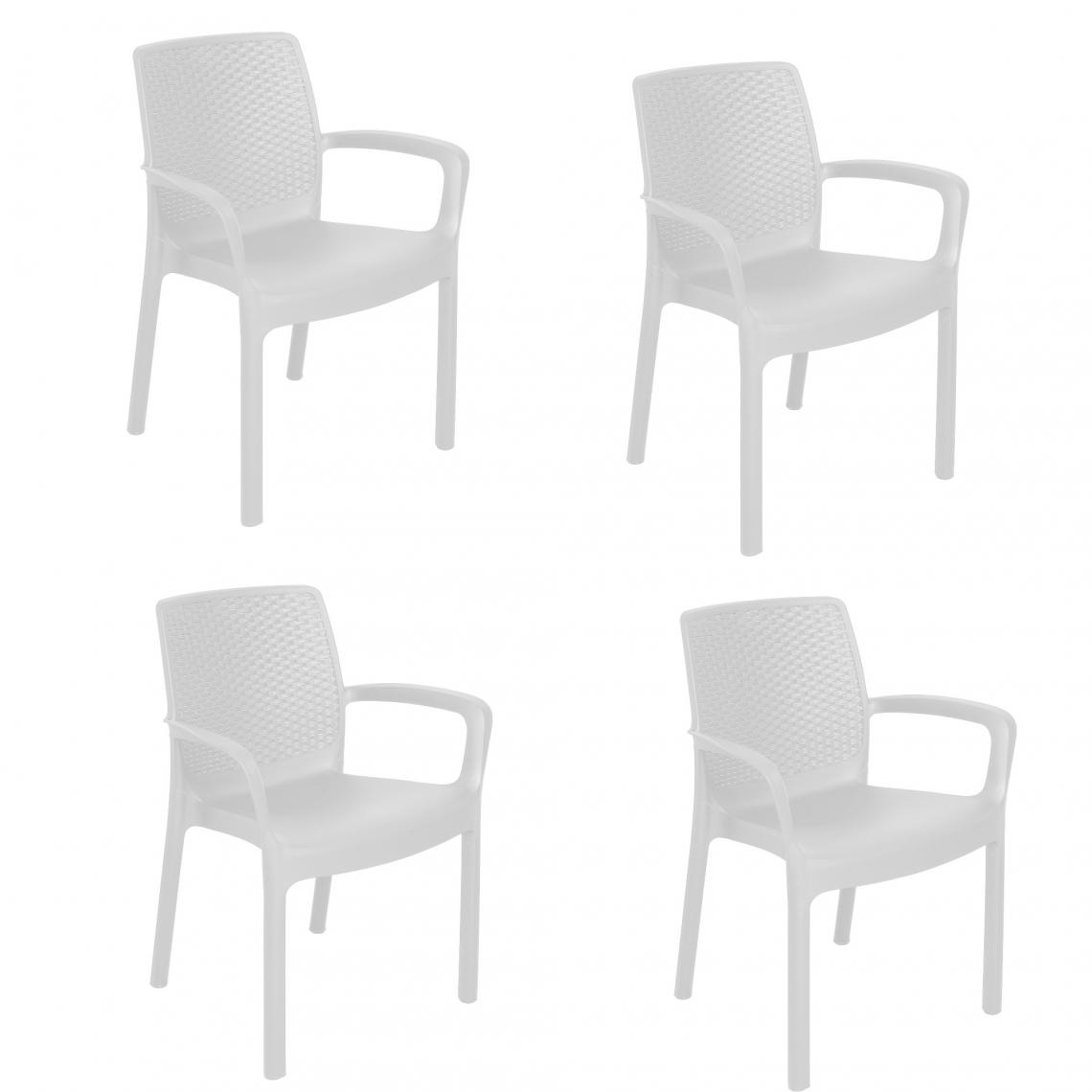 Alter - Ensemble de 4 chaises empilables effet rotin, Made in Italy, couleur blanche, Dimensions 54 x 82 x 60,5 cm - Chaises