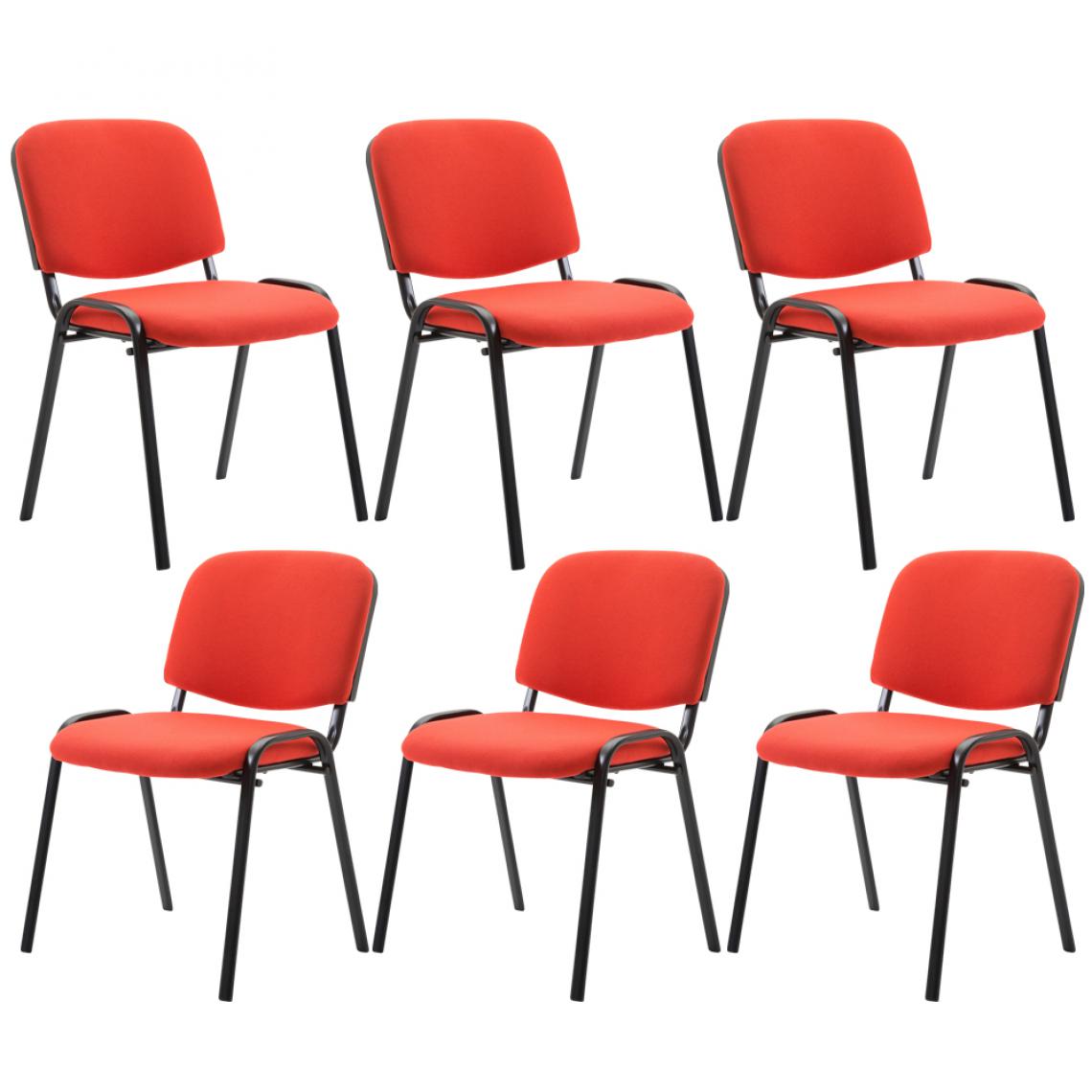 Icaverne - sublime Lot de 6 chaises visiteurs en tissu selection Bamako couleur rouge - Chaises