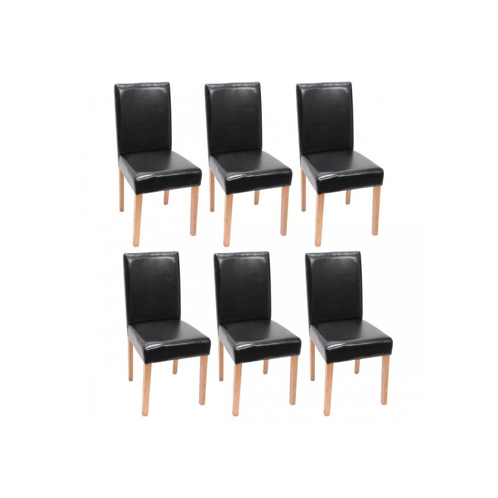 Decoshop26 - Lot de 6 chaises de salle à manger simili-cuir noir pieds clairs CDS04245 - Chaises