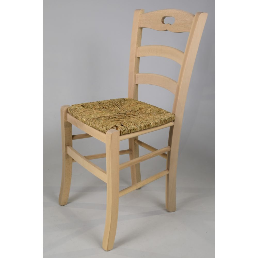 Tommychairs - Tommychairs - Set 2 chaises Savoie 38 pour la cuisine, Structure en bois de hêtre poli non traité 100% naturel et assise en paille - Chaises