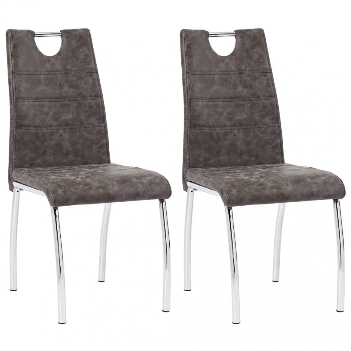 Decoshop26 - Lot de 2 chaises de salle à manger cuisine design contemporain similicuir marron CDS020719 - Chaises
