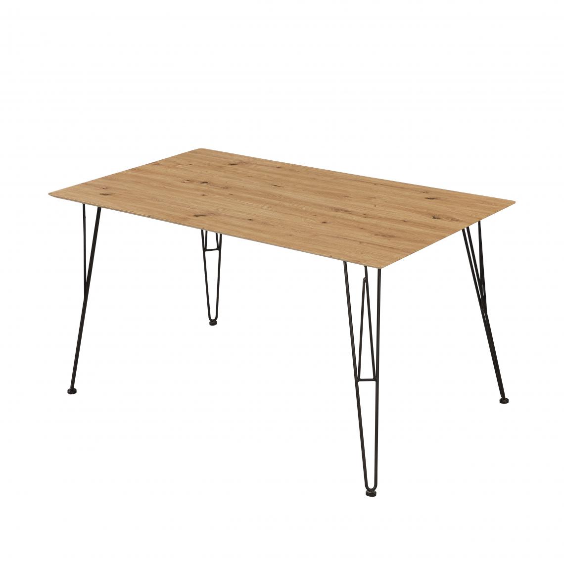 Alter - Table moderne, avec structure en métal et plateau en mdf laminé chêne, 140x80x75 cm - Tables à manger