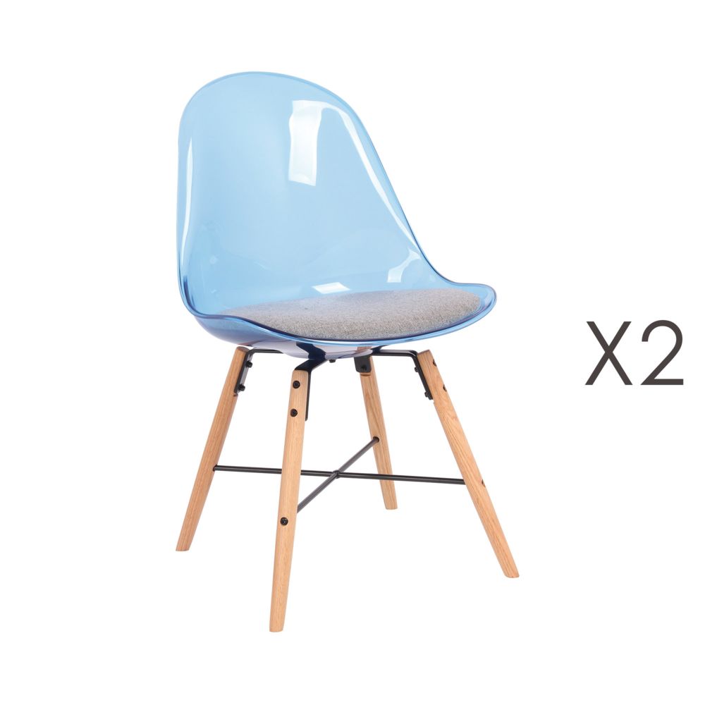 marque generique - Lot de 2 chaises repas en polycarbonate bleu - LEXAN - Chaises