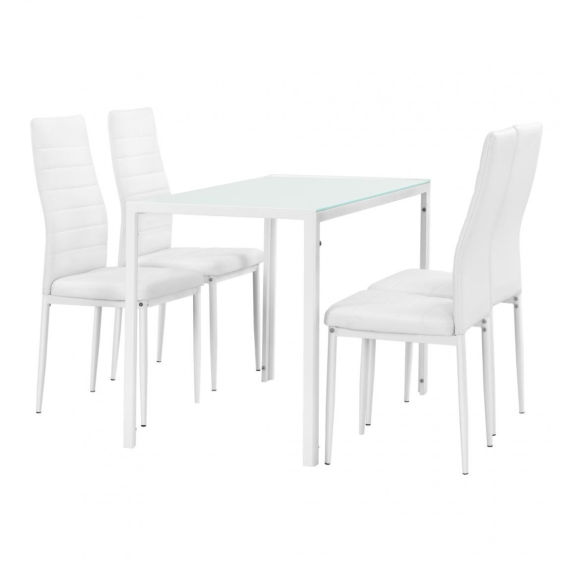En.Casa - Table à manger avec 4 chaises Bergen similicuir blanc [en.casa] - Tables à manger