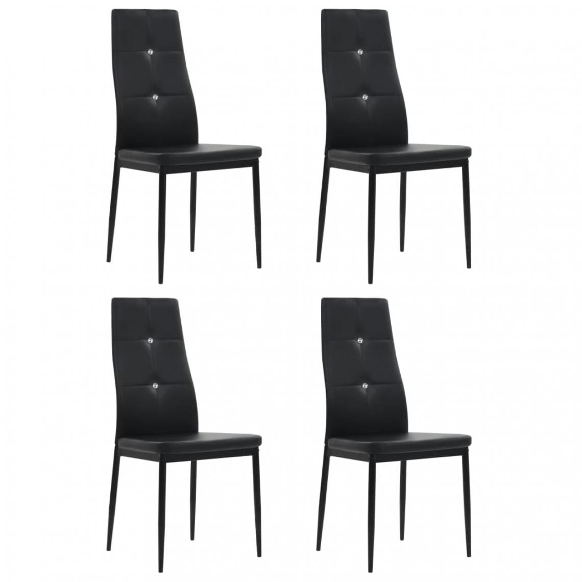 Decoshop26 - Lot de 4 chaises de salle à manger cuisine confortable et moderne dossier cristaux en similicuir noir CDS021807 - Chaises