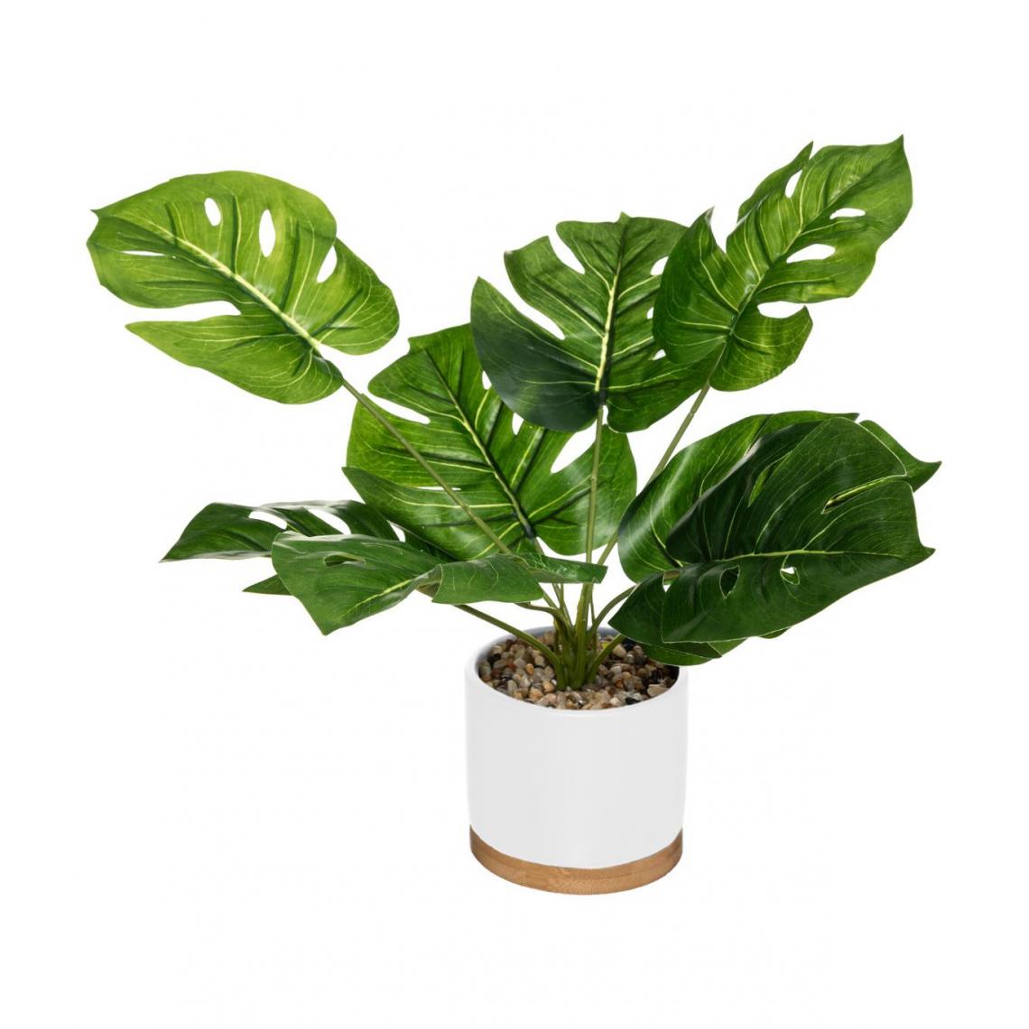 Atmosphera, Createur D'Interieur - Atmosphera - Plante artificielle dans un Pot en Céramique et Bambou - Plantes et fleurs artificielles