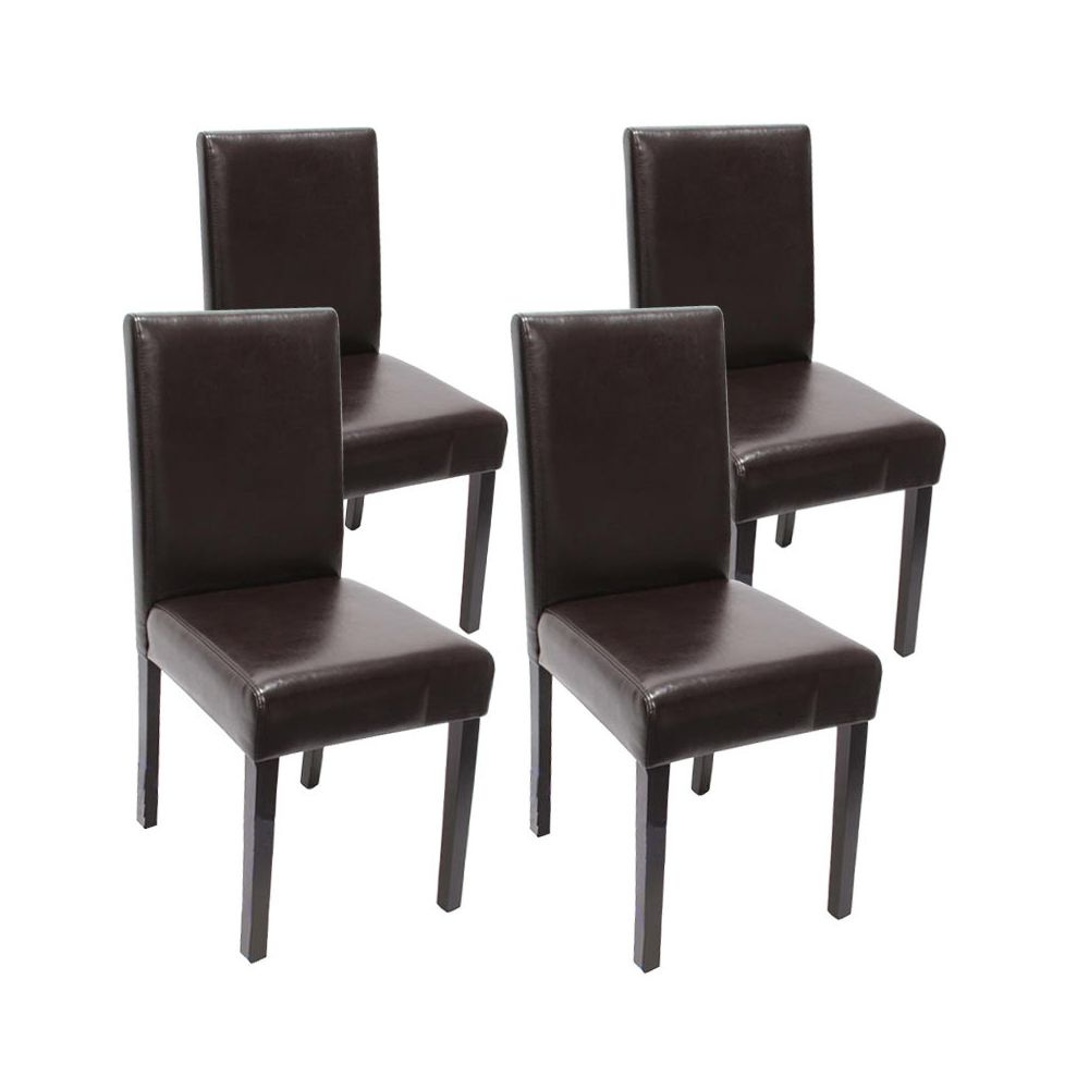 Mendler - Lot de 4 chaises de séjour Littau, cuir reconstitué, marron, pieds foncés - Chaises