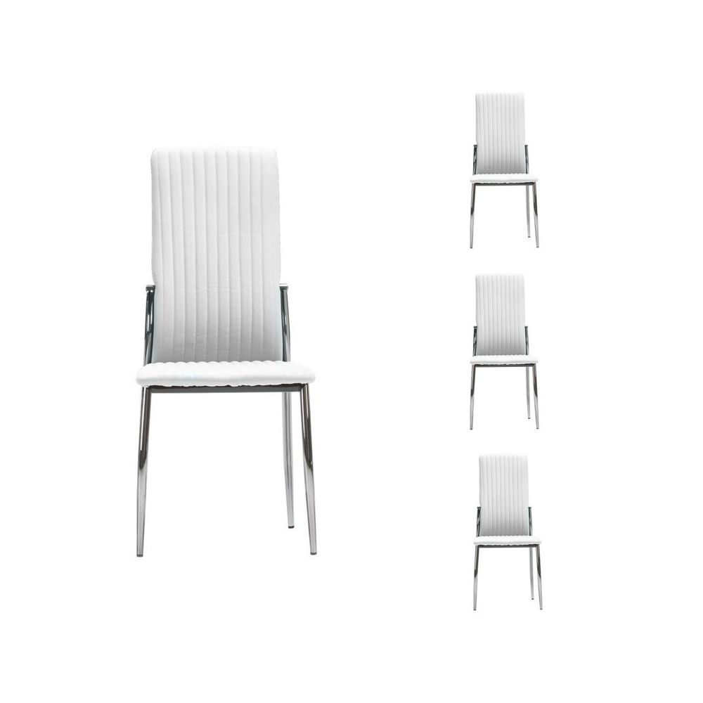 Tousmesmeubles - Quatuor de chaises Simili cuir Blanc - MERLAIN - Chaises