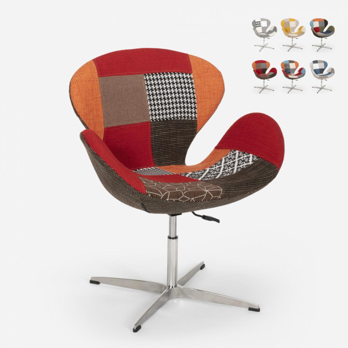 Ahd Amazing Home Design - Chaise et fauteuil pivotant de salon style patchwork design moderne Stork, Couleur: Patchwork 4 - Chaises