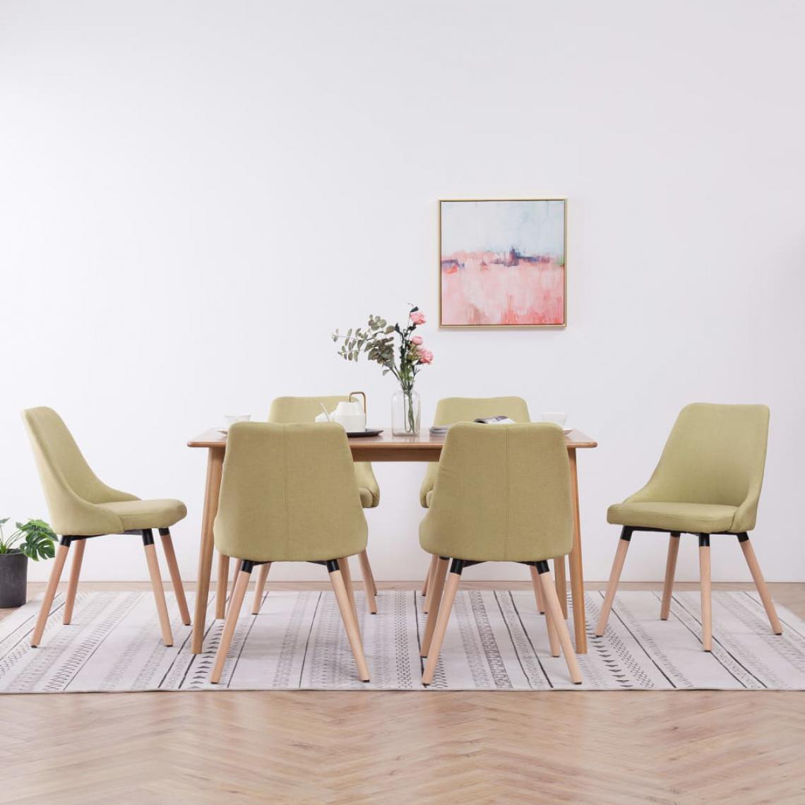 Icaverne - Distingué Fauteuils et chaises edition Abuja Chaises de salle à manger 6 pcs Vert Tissu - Chaises