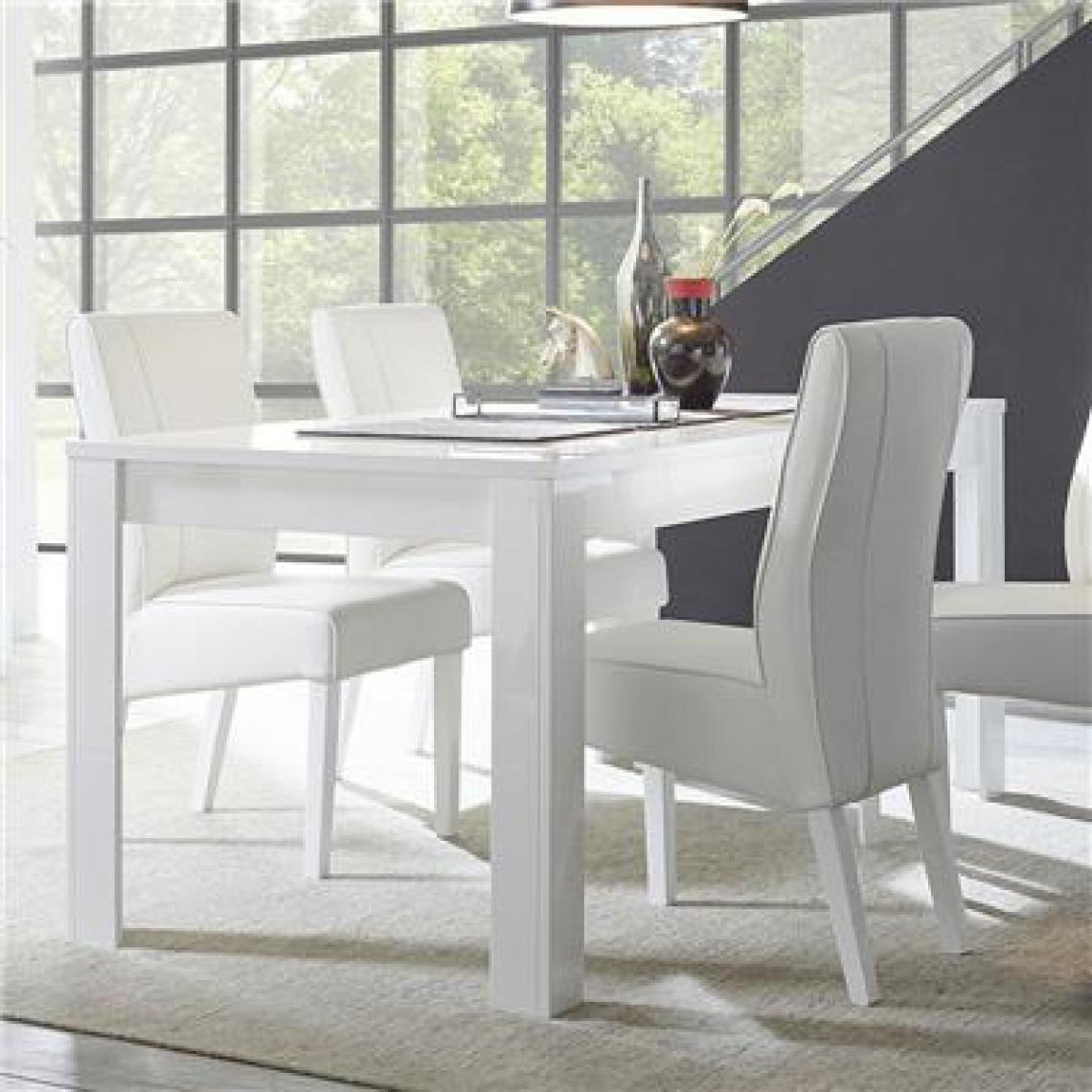 Nouvomeuble - Table salle à manger design blanc laqué SANDREA - Tables à manger