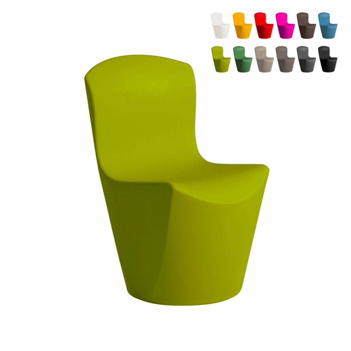 Slide - Chaise design moderne Slide Zoe pour bar restaurant cuisine et jardin, Couleur: Vert - Chaises