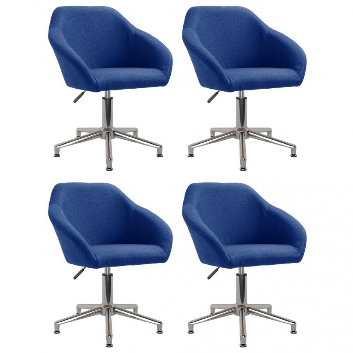 Vidaxl - vidaXL Chaises pivotantes de salle à manger 4 pcs Bleu Tissu - Chaises