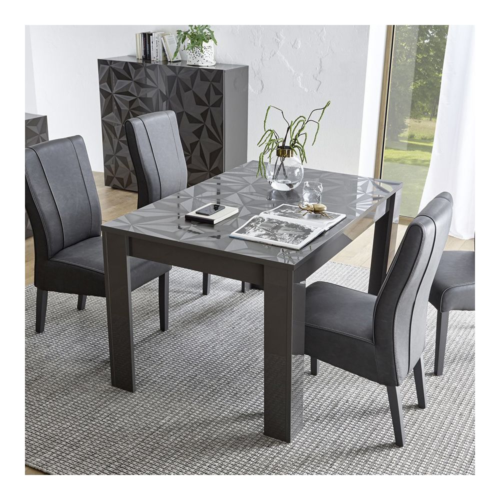 Kasalinea - Table extensible grise laquée design 137 cm NINO 2 - Tables à manger