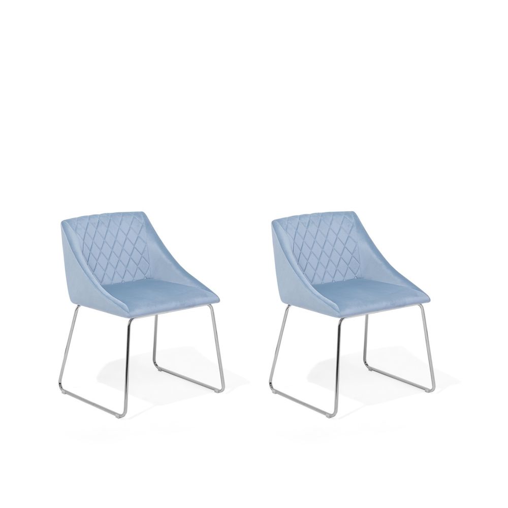 Beliani - Beliani Lot de 2 chaises de salle à manger en velours bleu ARCATA - bleu - Chaises