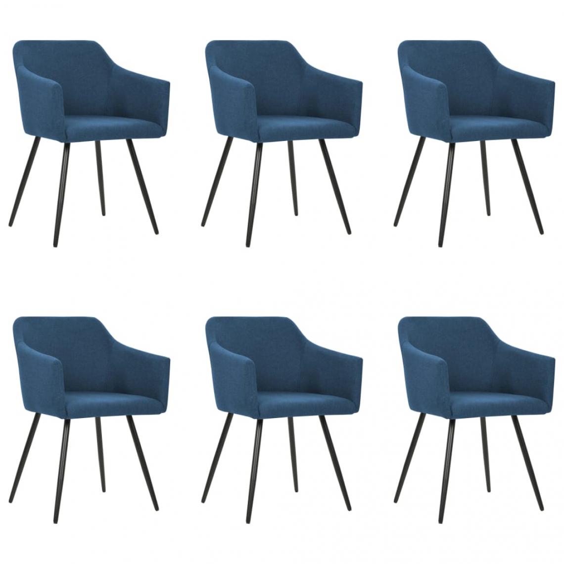 Decoshop26 - Lot de 6 chaises de salle à manger cuisine design moderne tissu bleu CDS022203 - Chaises