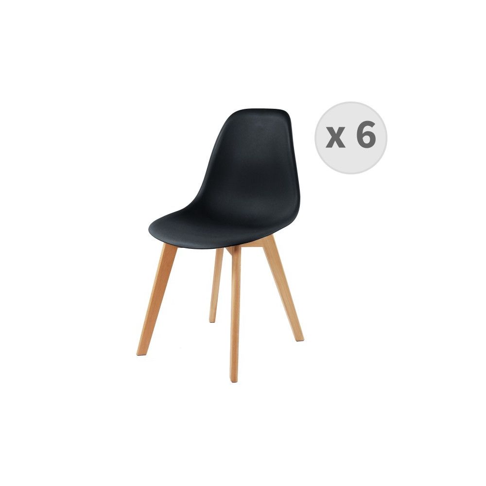 Moloo - LENA-Chaise scandinave noir pied hêtre (x6) - Chaises