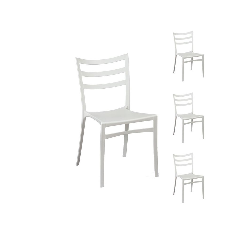 Tousmesmeubles - Quatuor de chaises Blanches - MYA - Chaises