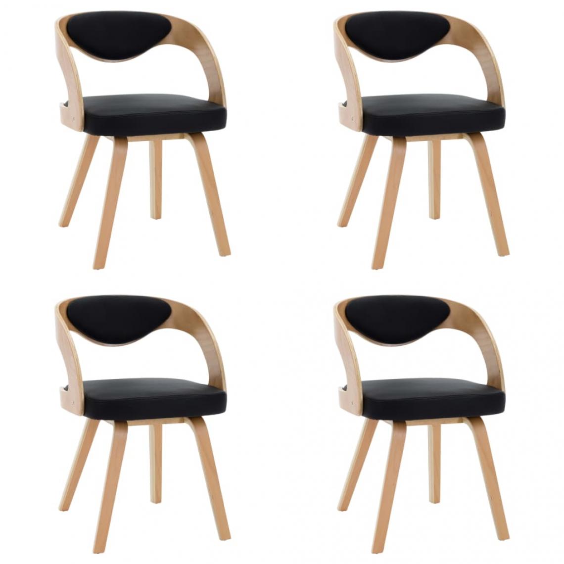 Decoshop26 - Lot de 4 chaises de salle à manger cuisine design élégant bois courbé et similicuir noir CDS021777 - Chaises