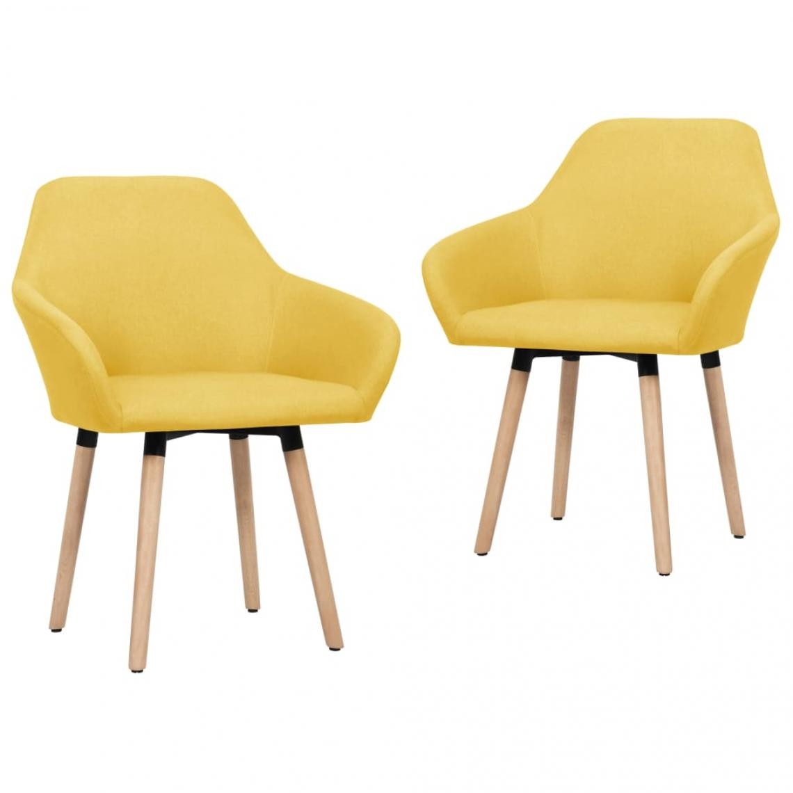 Decoshop26 - Lot de 2 chaises de salle à manger cuisine design moderne tissu jaune CDS020648 - Chaises