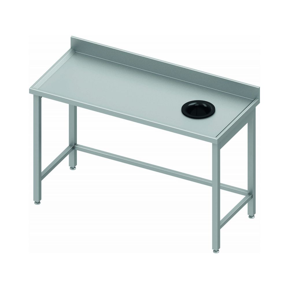 Materiel Chr Pro - Table Inox avec Dosseret et Vide Ordure - Profondeur 700 - Stalgast - 1100x700 700 - Tables à manger