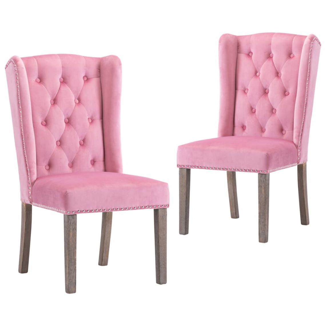 Icaverne - Admirable Fauteuils et chaises ligne Luxembourg Chaises de salle à manger 2 pcs Rose Velours - Chaises