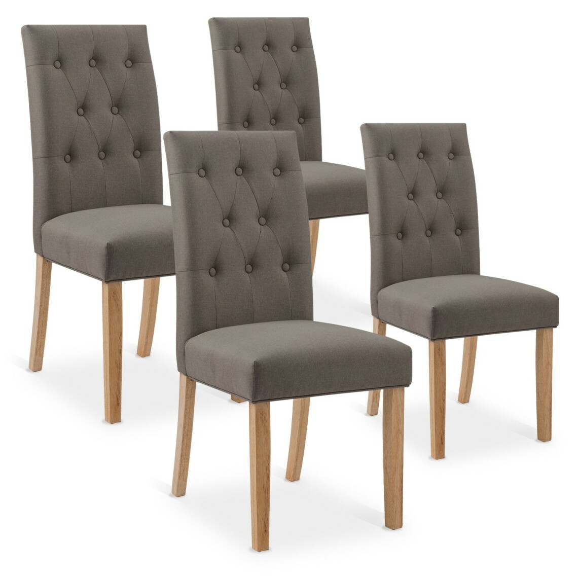 marque generique - Lot de 4 chaises capitonnées Gaya tissu taupe - Chaises