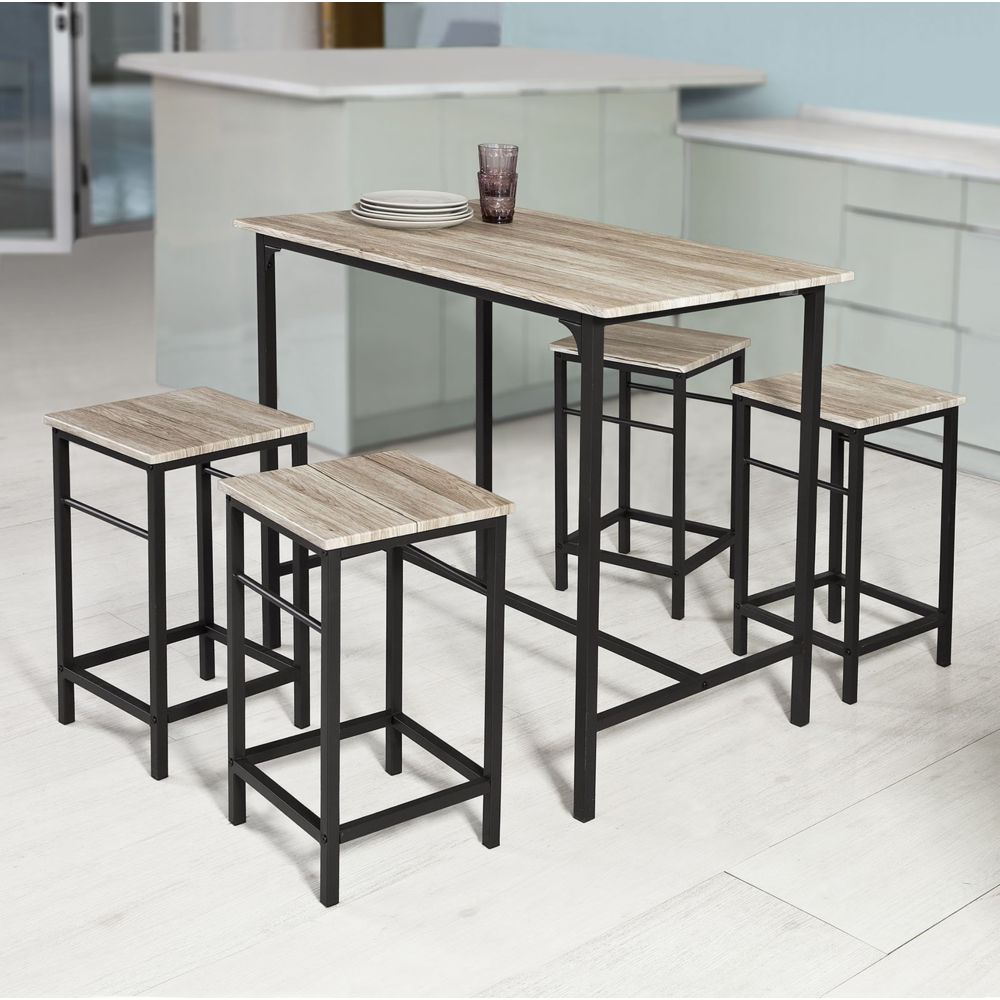 Sobuy - SoBuy® OGT11-N Set de 1 Table + 4 Tabourets Ensemble table de bar bistrot - Tables à manger