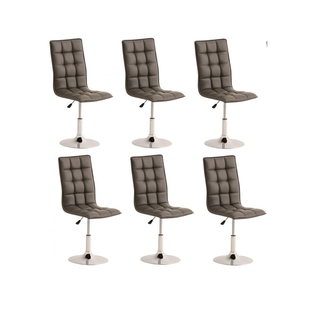 Decoshop26 - Lot de 6 chaises de salle à manger hauteur réglable en simili-cuir gris CDS10232 - Chaises