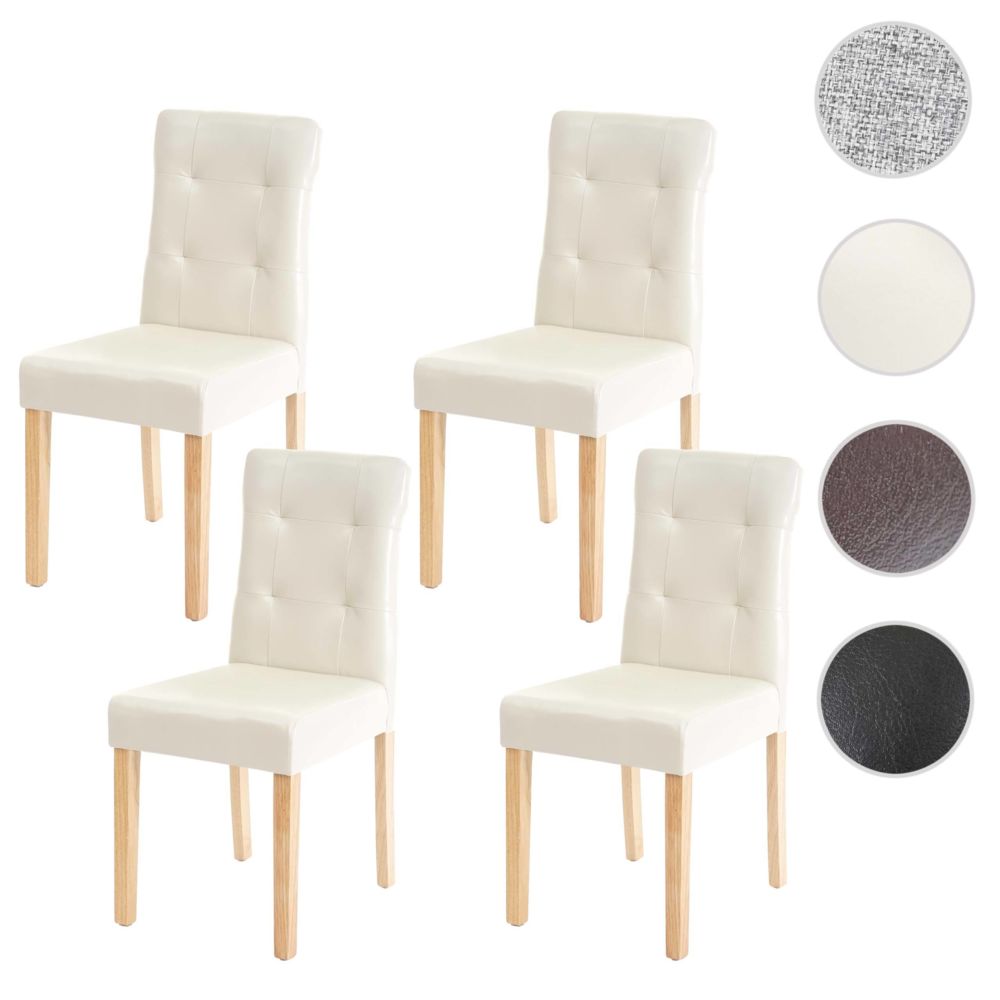 Mendler - 4x chaise de salle à manger HWC-E58, fauteuil ~ similicuir crème, pieds clairs - Chaises