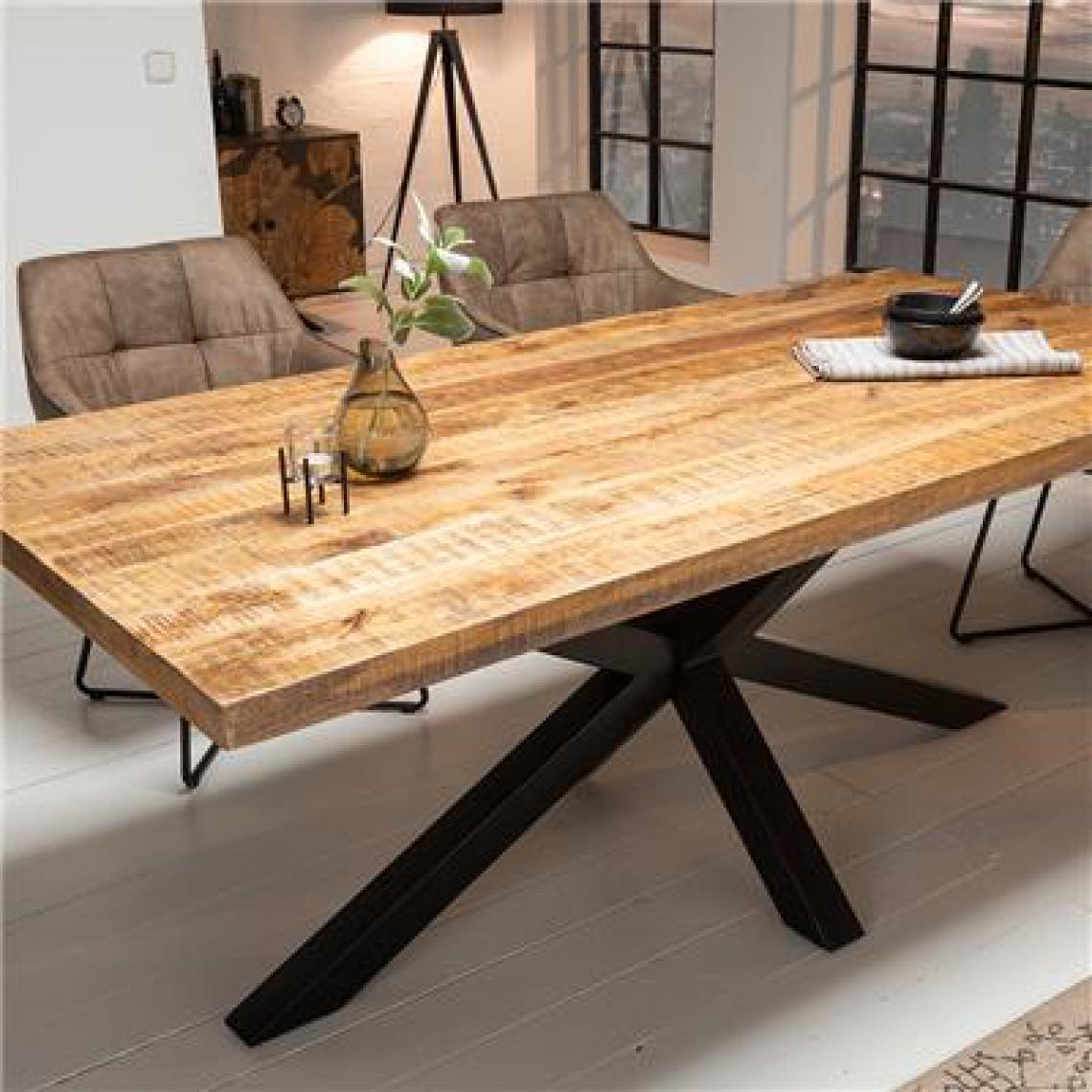 Nouvomeuble - Table en bois et métal 200 cm GALATA - Tables à manger