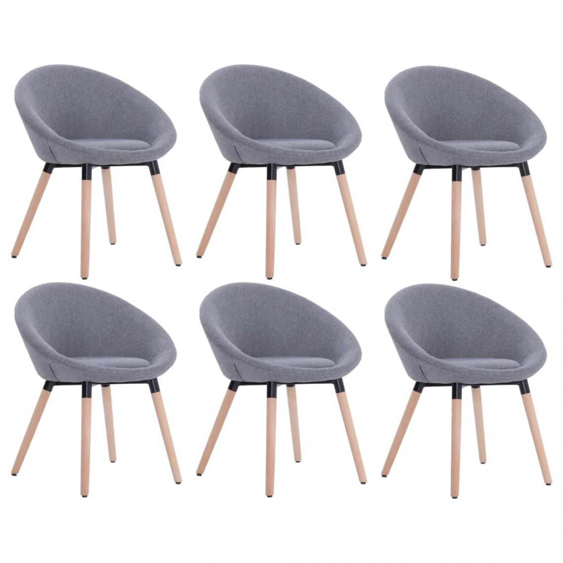 Decoshop26 - Lot de 6 chaises de salle à manger cuisine design contemporain tissu gris clair CDS022416 - Chaises