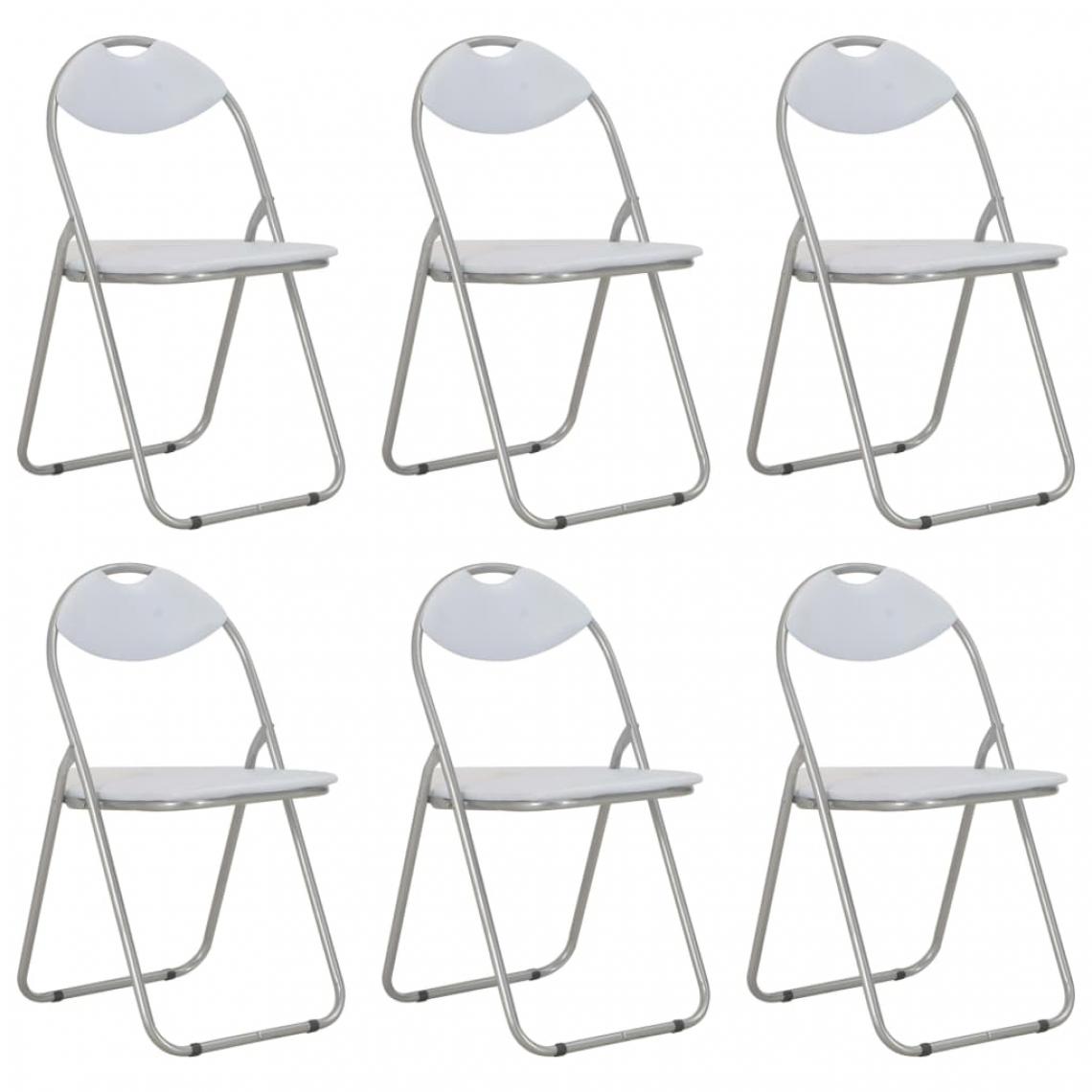 Chunhelife - Chaises pliantes de salle à manger 6 pcs Blanc Similicuir - Chaises