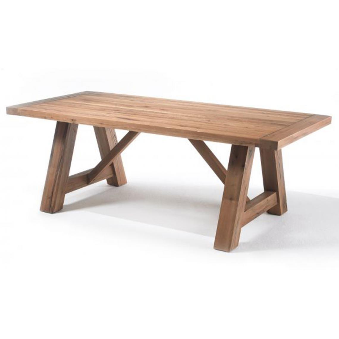 Pegane - Table à manger en chêne massif Bassano laqué mat - L.220 x H.76 x P.100 cm -PEGANE- - Tables à manger