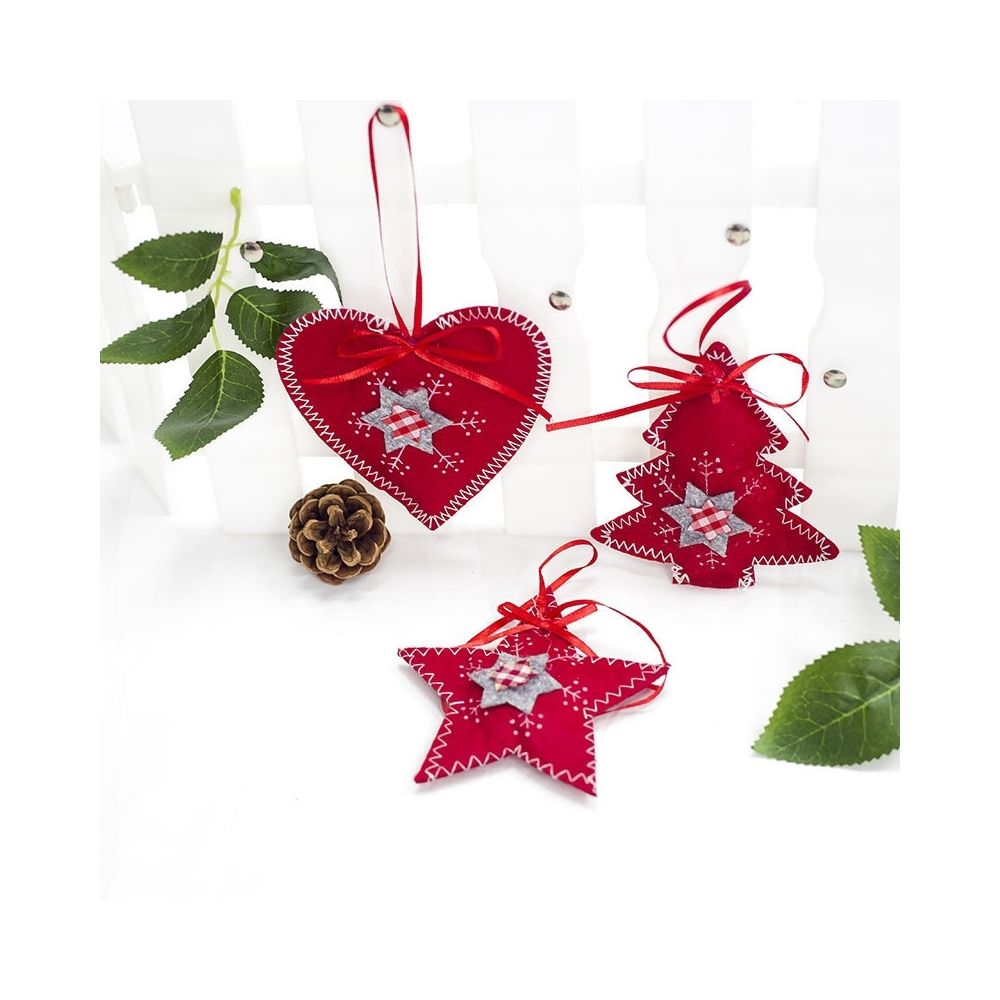 Wewoo - 2 paquets de Noël ornement de tissu créatif pendentif arbre de décoration de la maison coeur + étoile + de - Décorations de Noël