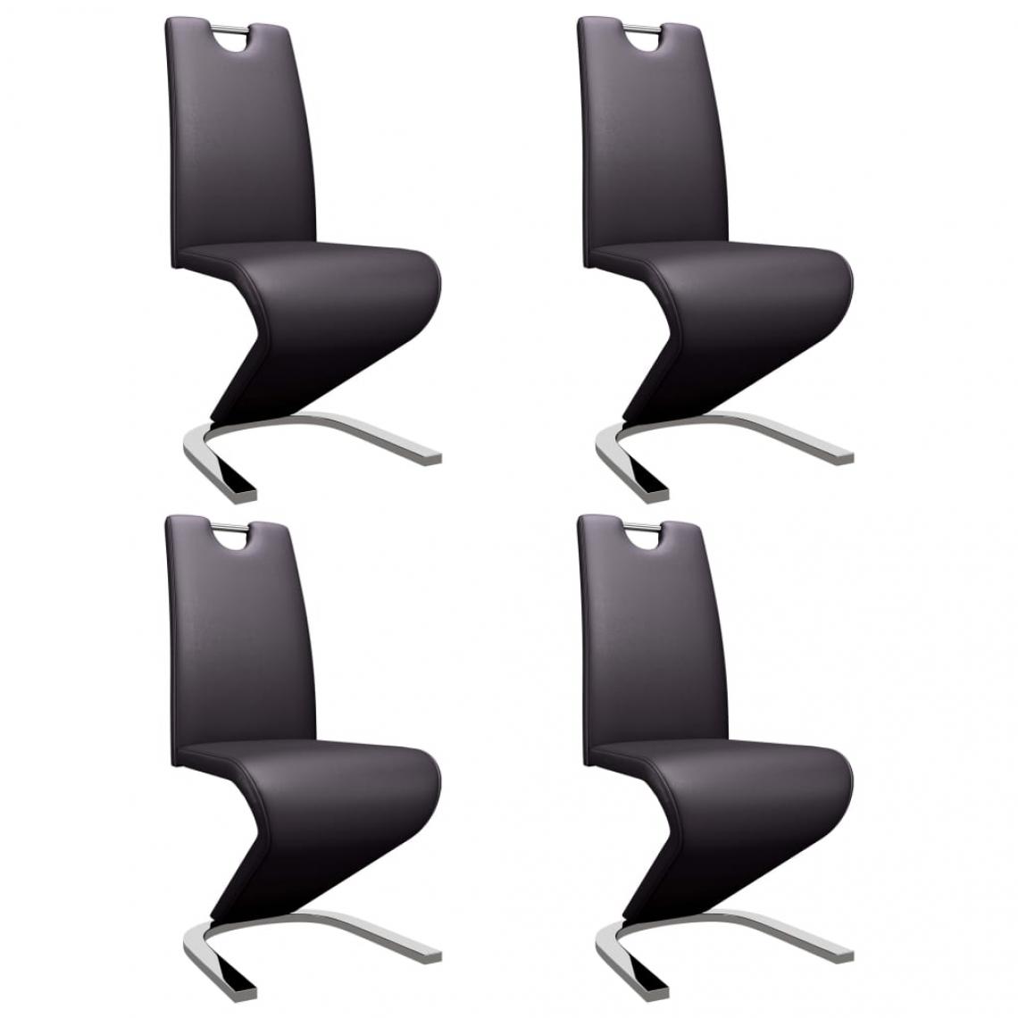 Decoshop26 - Lot de 4 chaises de salle à manger cuisine zigzag design contemporain similicuir marron CDS022085 - Chaises