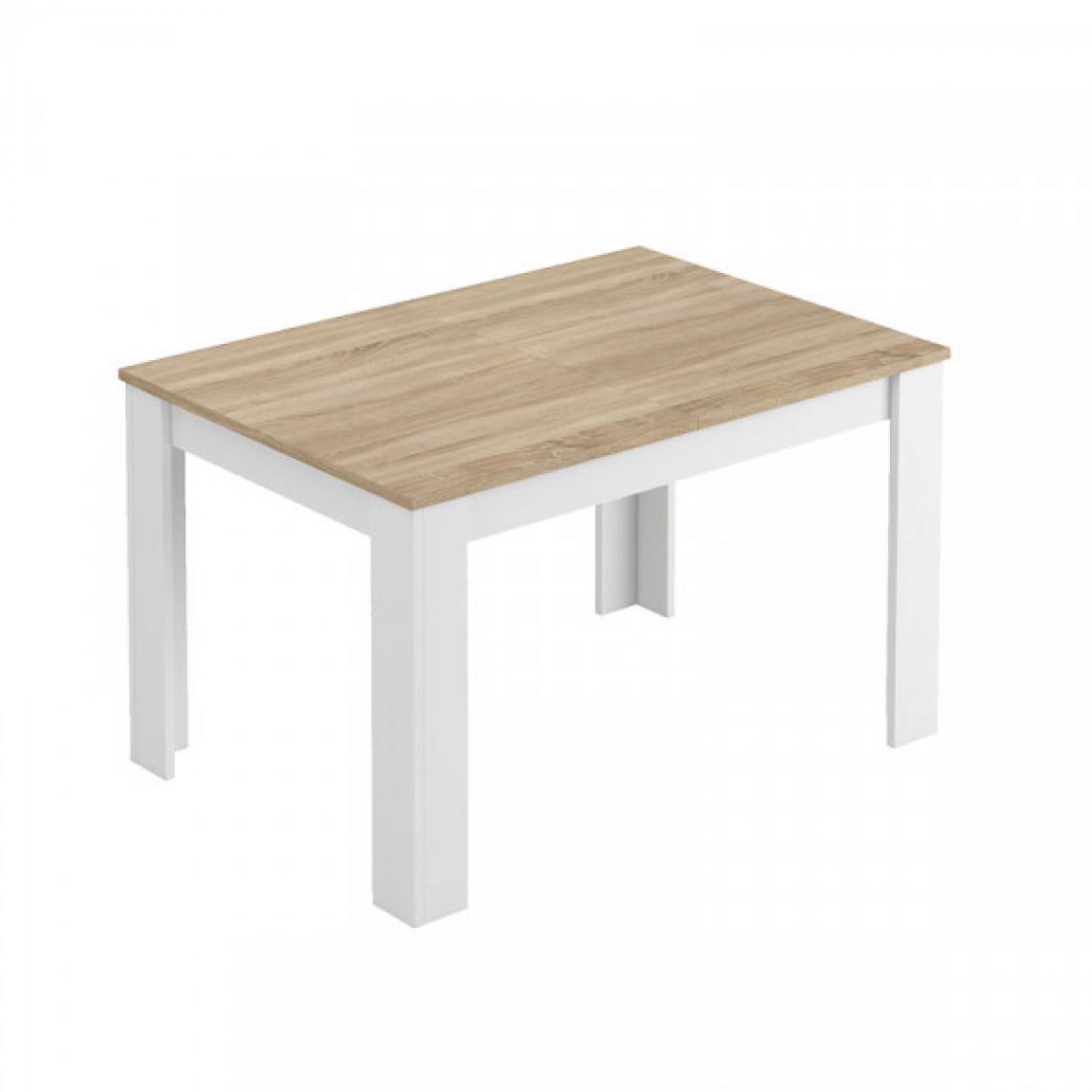 Dansmamaison - Table de repas à allonge Blanc/Chêne clair - CARTIA - L 140/190 x l 90 x H 78 cm - Tables à manger
