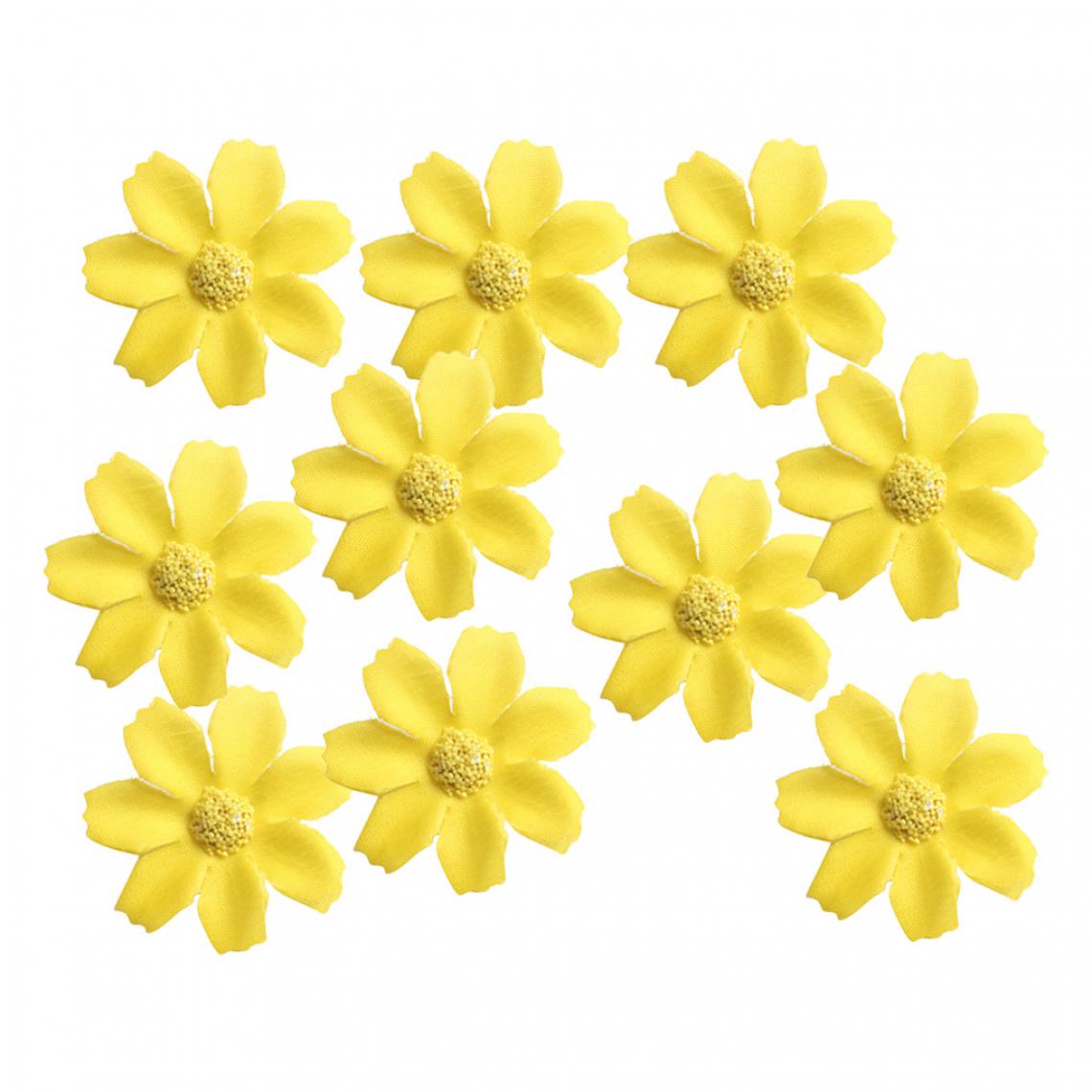 marque generique - 50 pièces fleur artificielle tête de soie marguerite décoration de mariage jaune - Plantes et fleurs artificielles