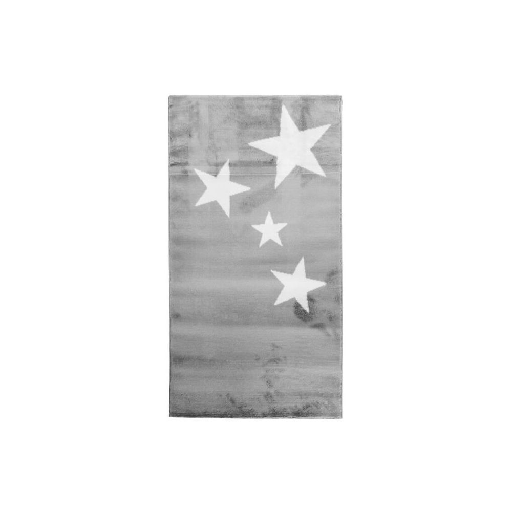 Alecto - STARS Tapis enfant - 80 x 150 cm - Polypropylene - Gris clair - Tapis