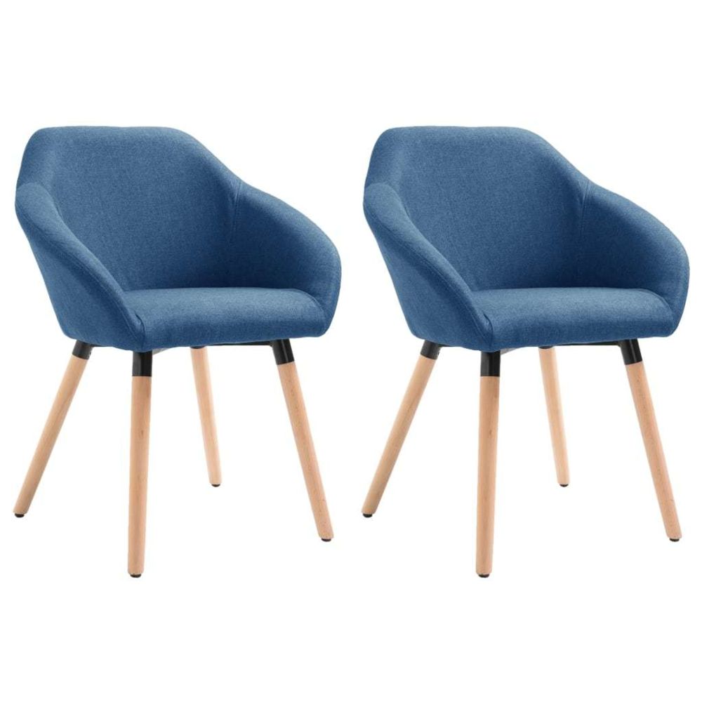 marque generique - Icaverne - Chaises de cuisine ligne Chaises de salle à manger 2 pcs Bleu Tissu - Chaises