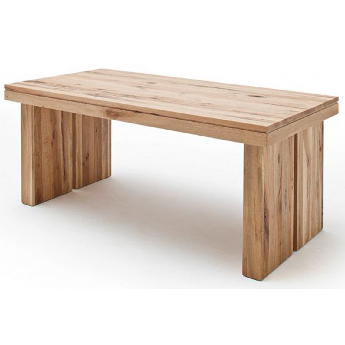 Pegane - Table à manger rectangulaire en chêne sauvage laqué mat massif - L.180 x H.76 x P.90 cm - Tables à manger