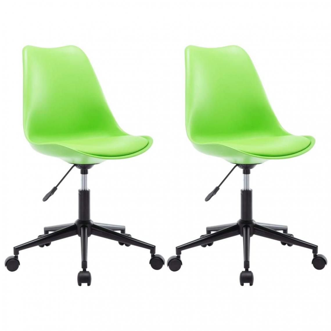 Decoshop26 - Lot de 2 chaises de salle à manger pivotante hauteur réglable en similicuir vert CDS020069 - Chaises