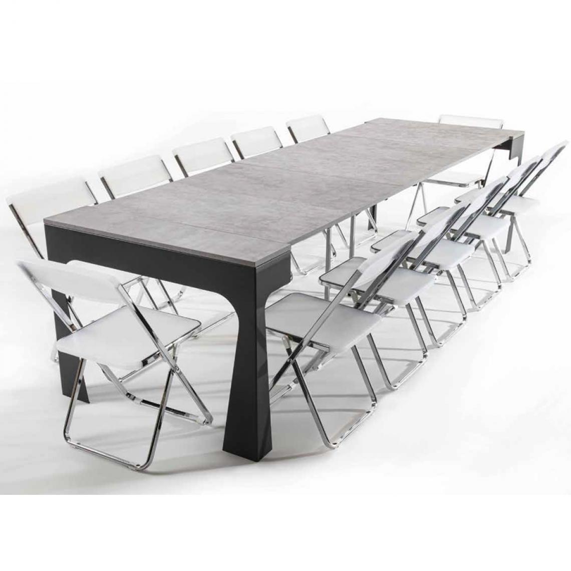 Nouvomeuble - Console transformable en table avec 12 chaises BIGGY - Tables à manger
