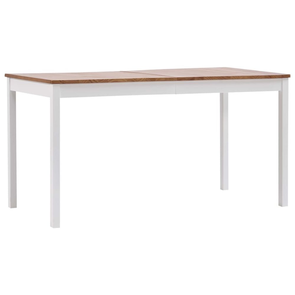 marque generique - Moderne Tables gamme Stockholm Table de salle à manger Blanc et marron 140 x 70 x 73 cm Pin - Tables à manger