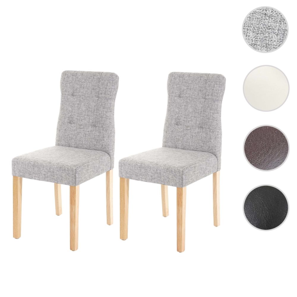 Mendler - 2x chaise de salle à manger HWC-E58, fauteuil ~ tissu gris, pieds clairs - Chaises